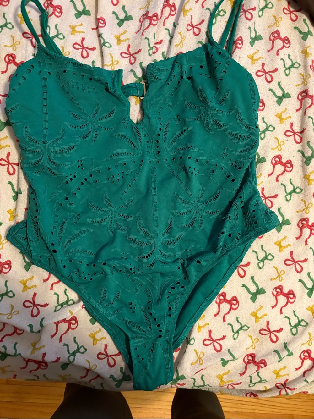 Green Eyelet One-Piece Swimsuit - Classic Kids Swimwear